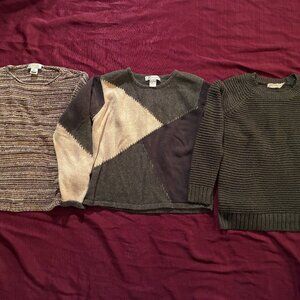 Lot of 3 Crewneck Cotton Pullover Women's SWEATERS, Sz. S